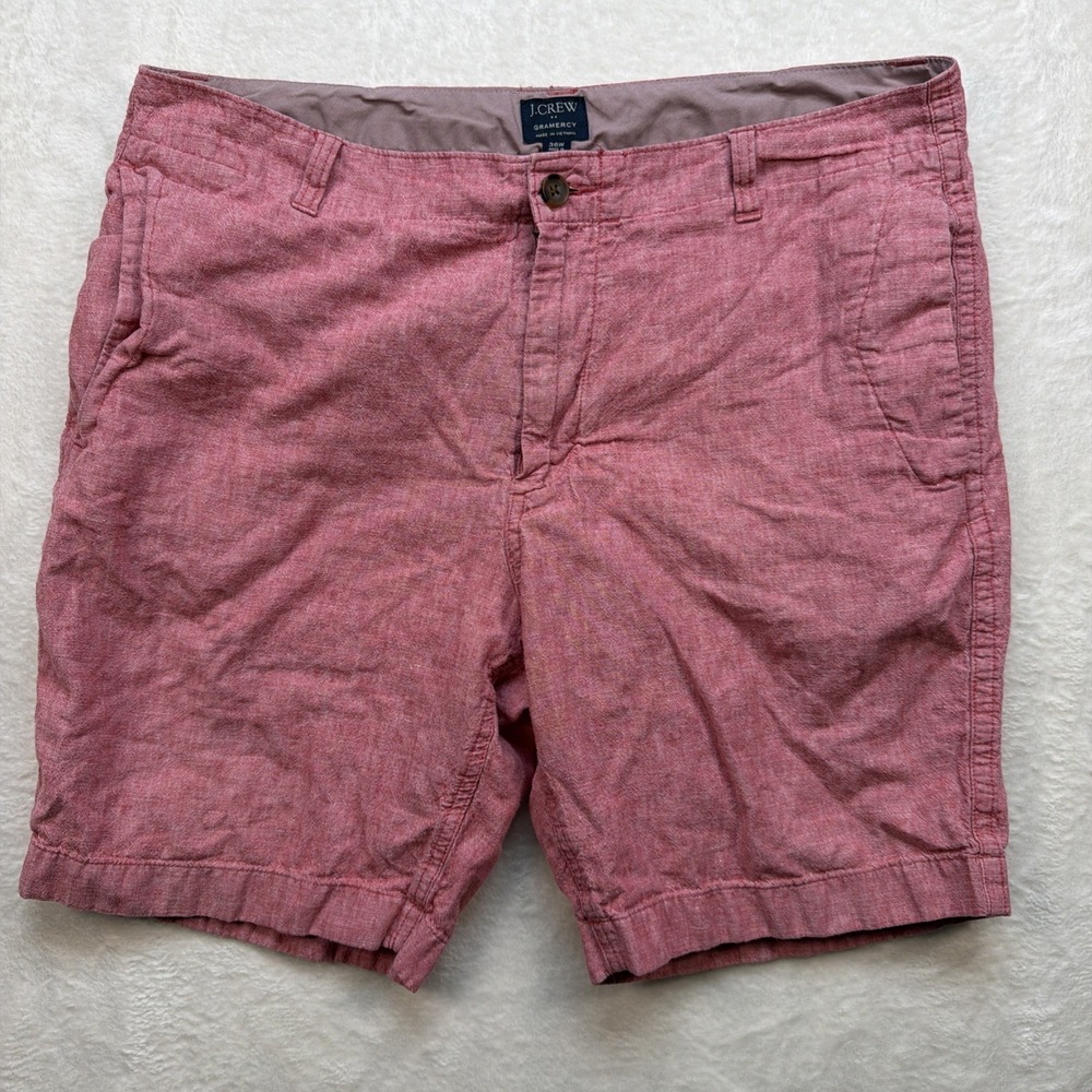 J Crew Linen Blend Shorts Mens 36 Red Summer Casual Lightweight Preppy‎